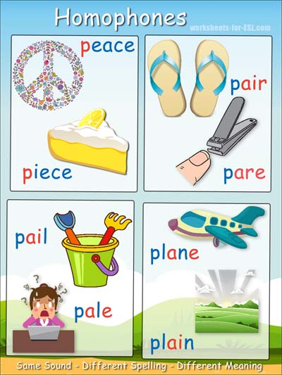 Homophone examples beginning with p